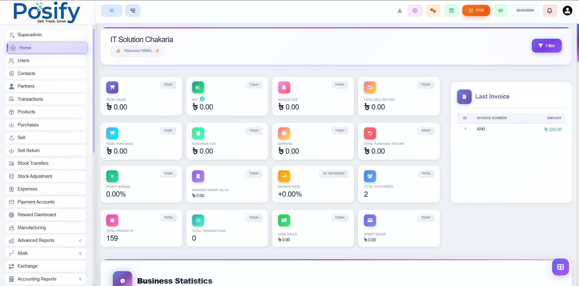 PosifyMe Dashboard Preview